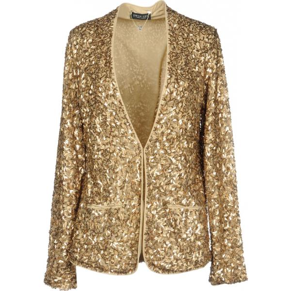 Giacca con paillettes scollatura profonda a maniche lunghe interno foderato in tulle tinta unita TWIN-SET Simona Barbieri tinta unita