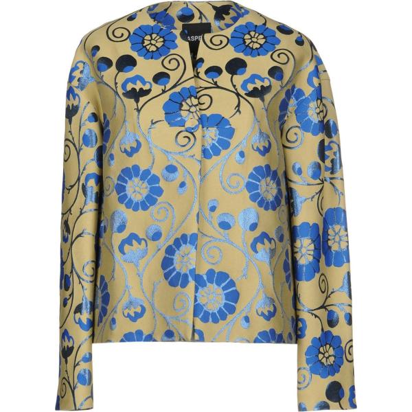 Giacca fantasia floreale effetto laminato collo a v a maniche lunghe interno foderato in seta jacquard Aspesi a fiori