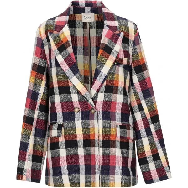 Giacca doppiopetto tweed collo con revers a maniche lunghe interno sfoderato con tasche Dixie multicolore