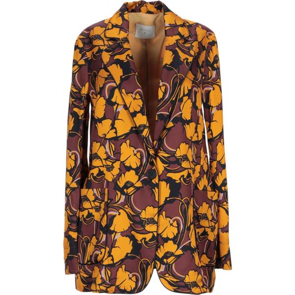 Giacca fantasia floreale collo con revers a maniche lunghe interno foderato in raso con tasche BEATRICE .b giallo a fiori