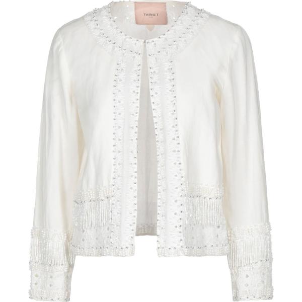 blazer Twinset bianco tinta unita