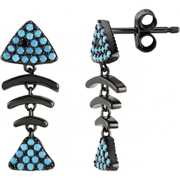 Orecchini con farfallina argento e turchese Kurshuni blu