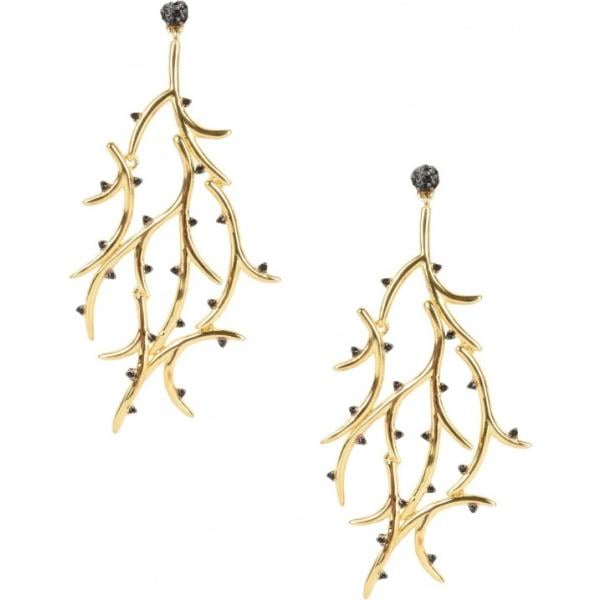 Orecchini con strass e farfallina in ottone nero Noir Jewelry