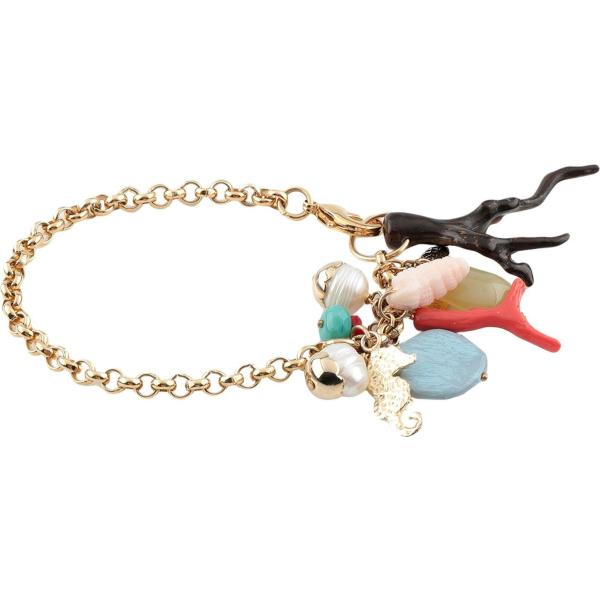 Bracciale contrasto in ottone con gancio maglia navy Jil Sander Navy