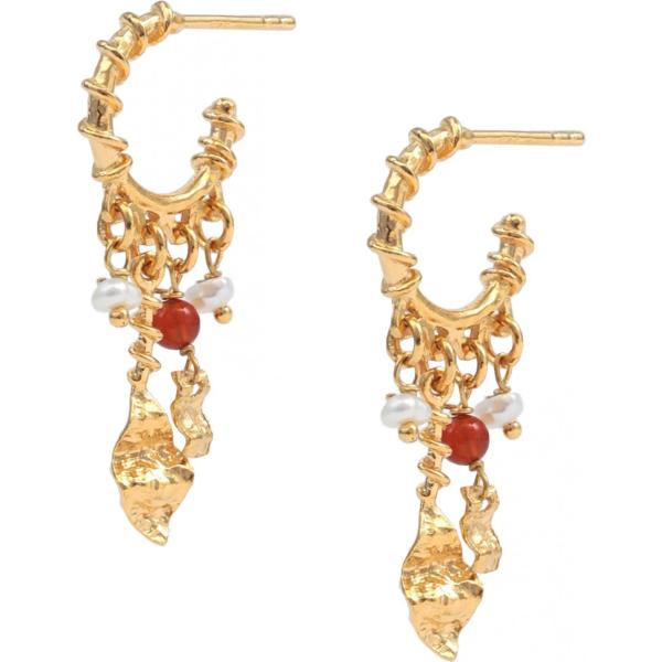 Orecchini con perline e farfallina argento e oro Maanesten
