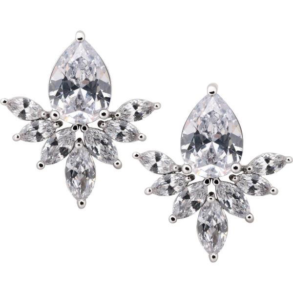 Orecchini con strass e farfallina in oro bianco Eyland bianco