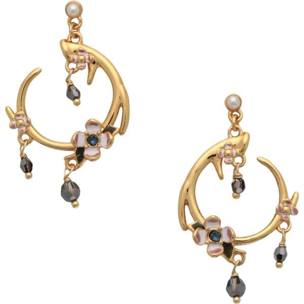 Orecchini con strass e farfallina in ottone oro Bill Skinner