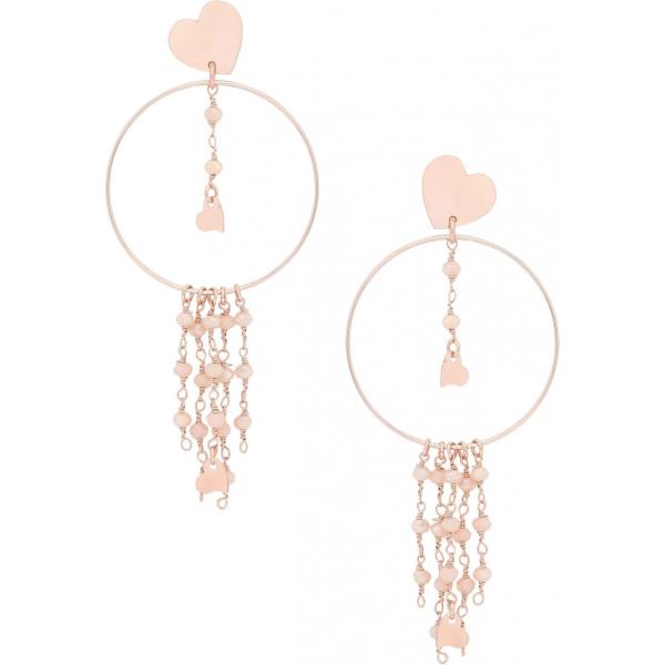 Orecchini con perline e farfallina in oro rosa First People First