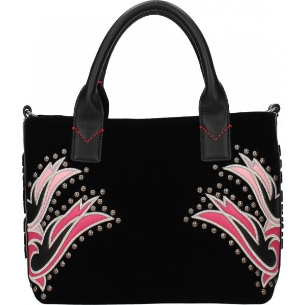 Borsa a mano con borchie in velluto con tasca interna nero Pinko nero