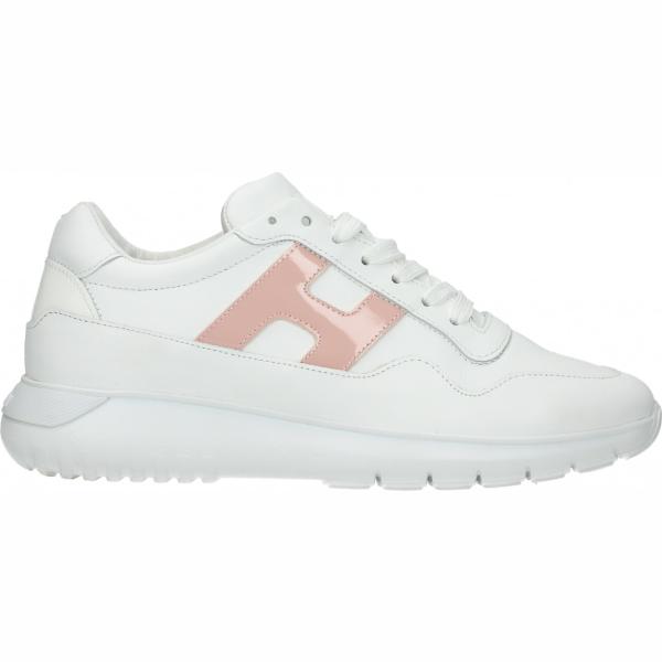 Sneakers effetto vernice con logo frontale bianco Hogan bianco