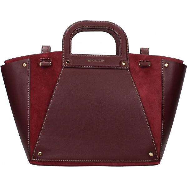 Borsa a mano con borchie e logo frontale marrone Michael Kors marrone