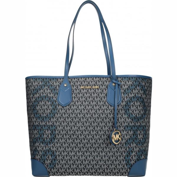 Borsa a spalla tote con logo frontale blu Michael Kors blu