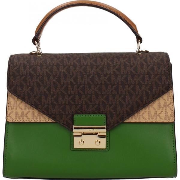 Borsa a mano con logo frontale verde Michael Kors verde