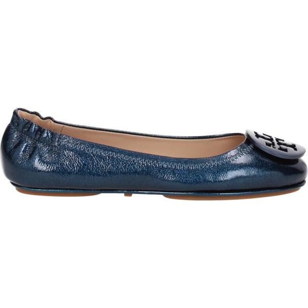 Ballerine in pelle con logo frontale blu Tory Burch blu