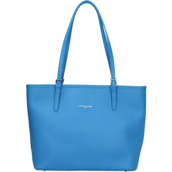 Borsa a spalla con manico e logo frontale blu Lancaster blu
