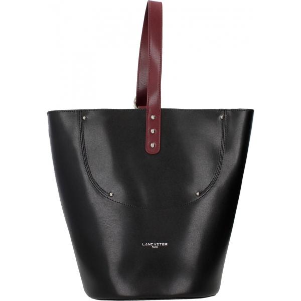 Borsa a mano con manico e borchie con logo frontale nero Lancaster nero