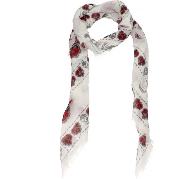 foulard Alexander McQueen bianco con stampe