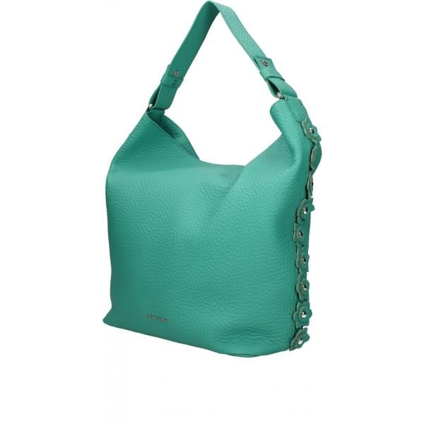 Borsa a spalla con borchie e logo frontale verde Orciani verde