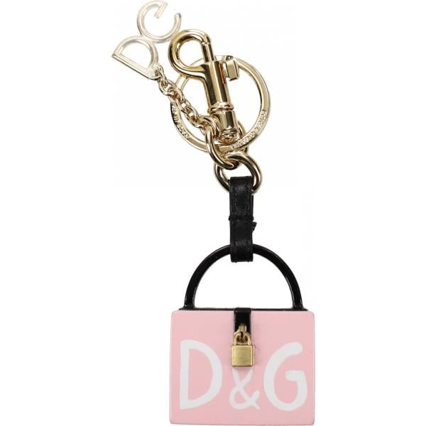 Portachiavi in ottone con logo frontale rosa Dolce&Gabbana rosa