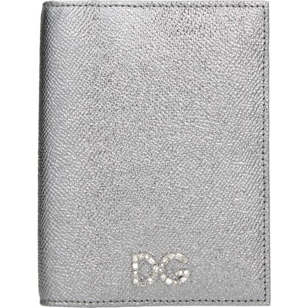 Portadocumenti con strass e logo frontale argento Dolce&Gabbana grigio