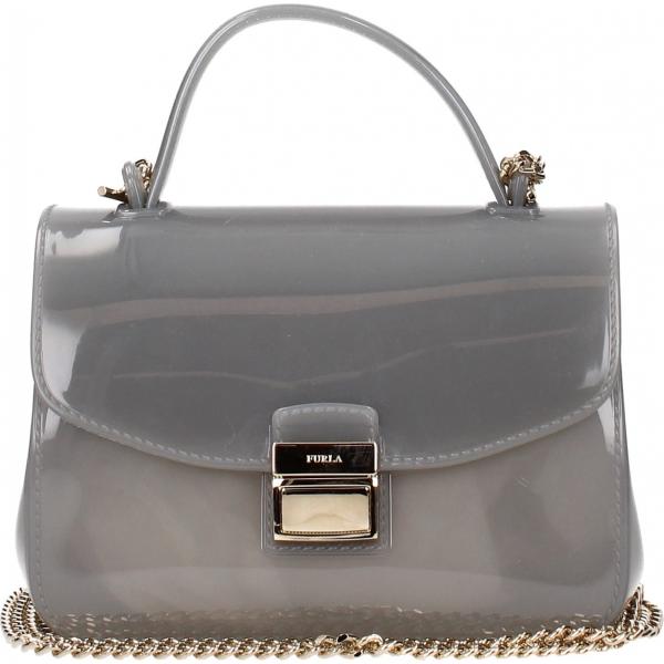 Borsa a tracolla con logo frontale grigio Furla grigio