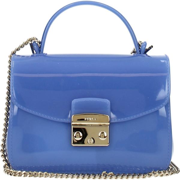 Borsa a tracolla con logo frontale blu Furla blu