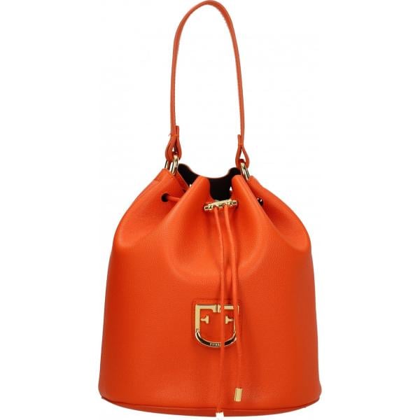 Borsa a mano con logo frontale arancione Furla arancione