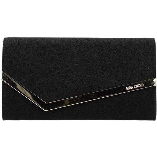 Pochette glitter con logo frontale nero Jimmy Choo nero