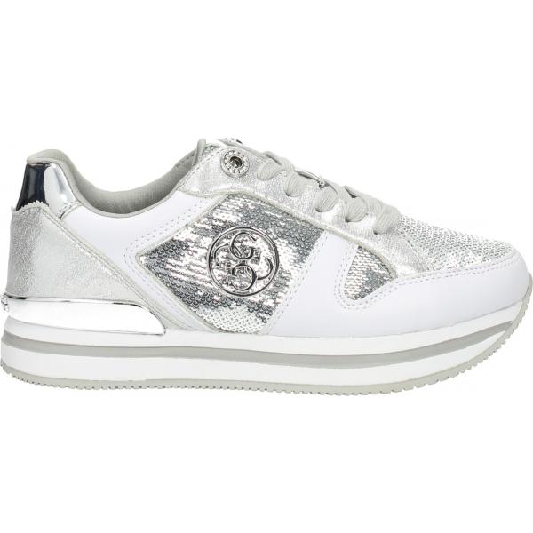 Sneakers con strass e paillettes con logo frontale argento Guess grigio