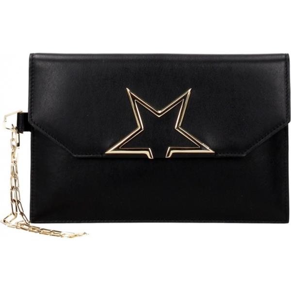 Pochette con manico in pelle oro e nero Golden Goose nero