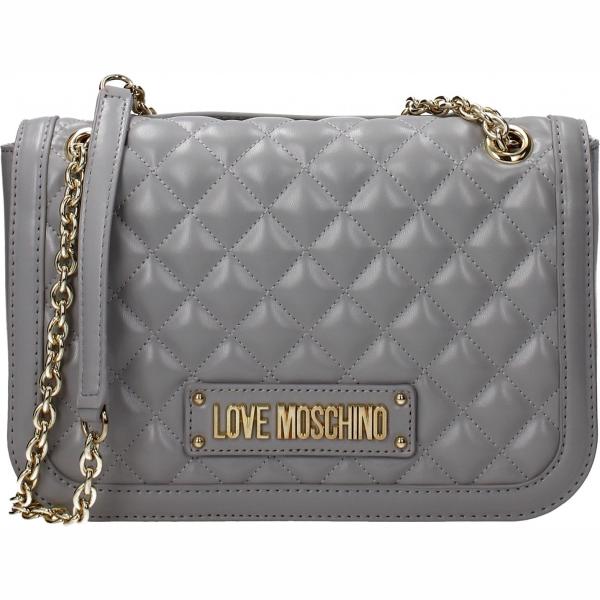 Borsa a spalla con logo frontale grigio Love Moschino grigio