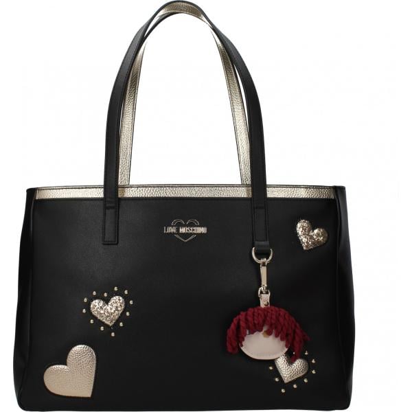 Borsa a spalla con strass e borchie nero Love Moschino nero