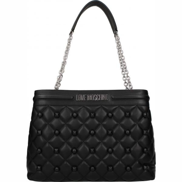 Borsa a spalla con borchie nero Love Moschino nero