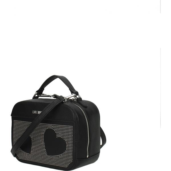 Borsa a mano con borchie e logo frontale nero Love Moschino nero