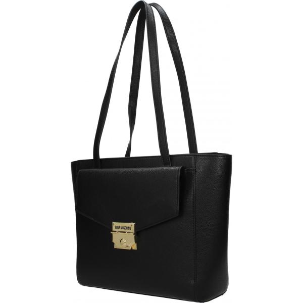 Borsa a spalla con logo frontale nero Love Moschino nero