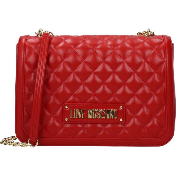 Borsa a spalla con logo frontale rosso Love Moschino rosso
