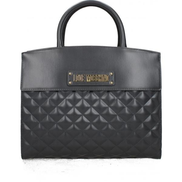Borsa a mano con logo frontale nero Love Moschino nero