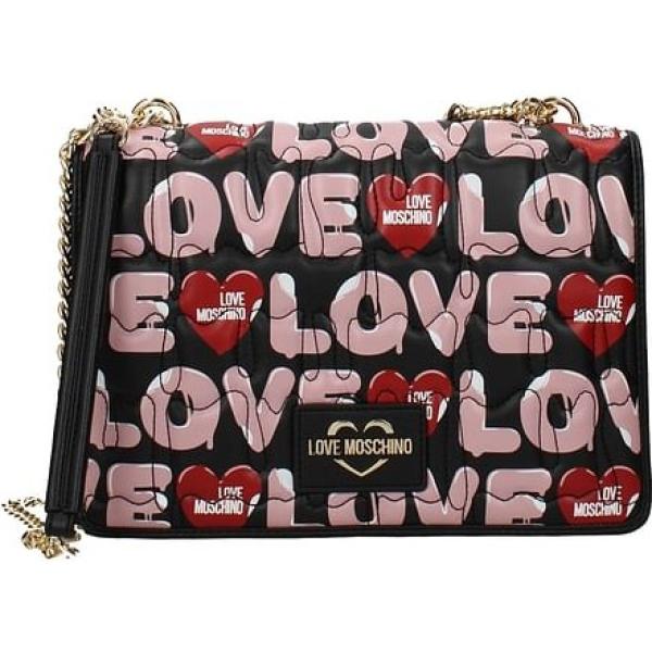 borsa a tracolla Love Moschino nero con stampe