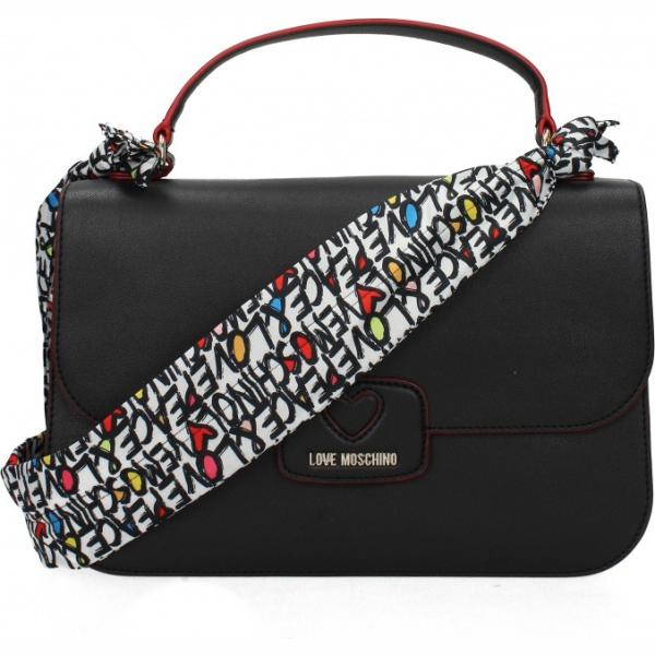 Borsa a mano con logo frontale nero Love Moschino nero