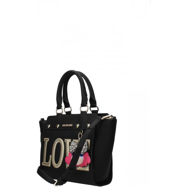 Borsa a mano con strass e tracolla regolabile nero Love Moschino nero