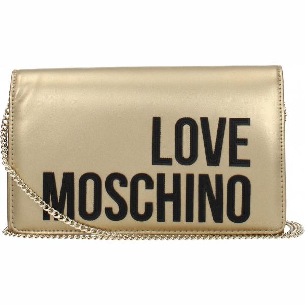 Borsa a tracolla con logo frontale oro Love Moschino giallo