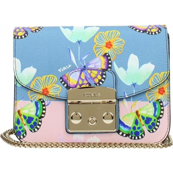 Borsa a tracolla con stampa Furla blu con stampe