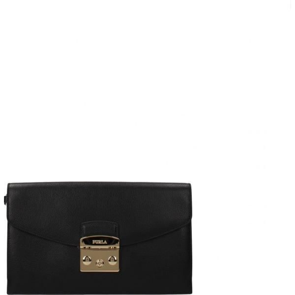 Pochette con logo frontale nero Furla nero