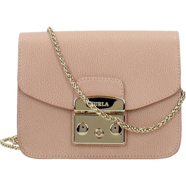 Borsa a tracolla con logo frontale rosa Furla rosa
