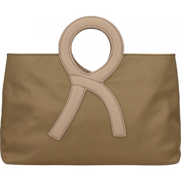 Borsa a mano con logo frontale marrone Roberta di Camerino marrone
