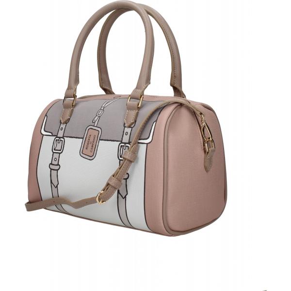 Borsa a mano con stampa e logo frontale grigio Roberta di Camerino grigio con stampe