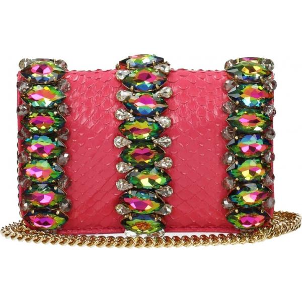 Pochette con strass motivo serpente con tracolla removibile rosa Gedebe rosa serpente
