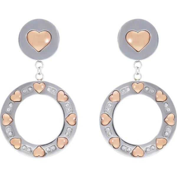 Orecchini pendenti con strass in oro rosa Stroili