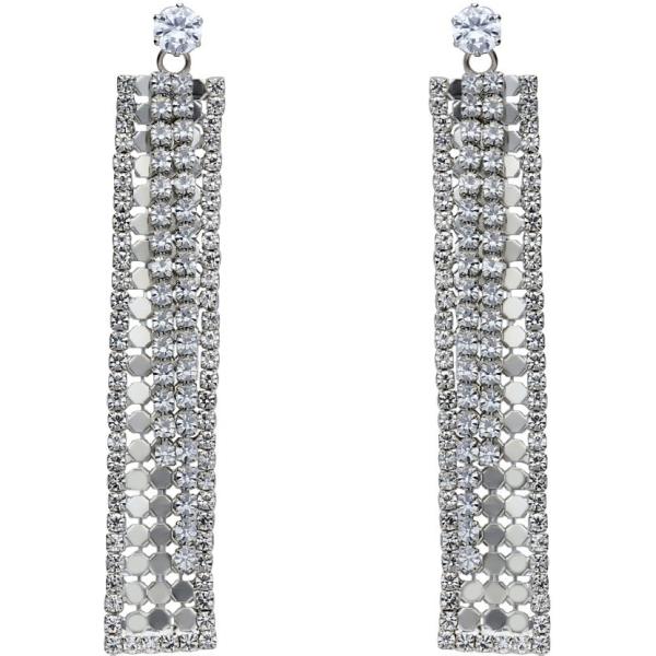 Orecchini pendenti con strass argento Stroili