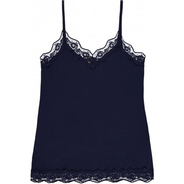 Canottiera con pizzo e spalline sottili blu Tezenis